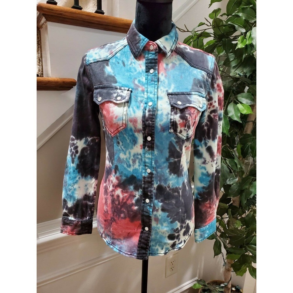 Monkey Ride Jeans Women's Multicolor Cotton Long Sleeve Collared Casual Jacket M